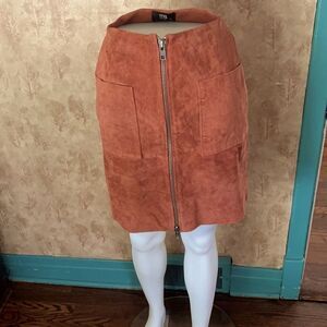 TTYA Long Tall Sally Sz 4 Rust Brown Leather Skirt